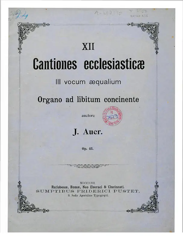 12 Cantiones ecclesiasticae, Op.43 Piano Sheet Music Page 1 Free PDF