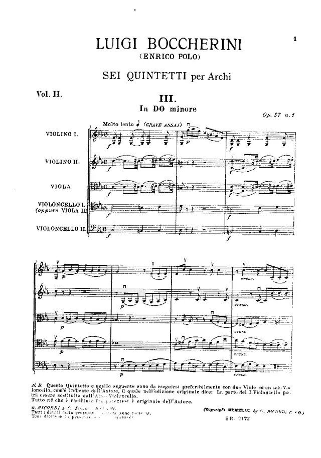 2 String Quintets, G.376-377 (Op.51) Piano Sheet Music Page 1 Free PDF