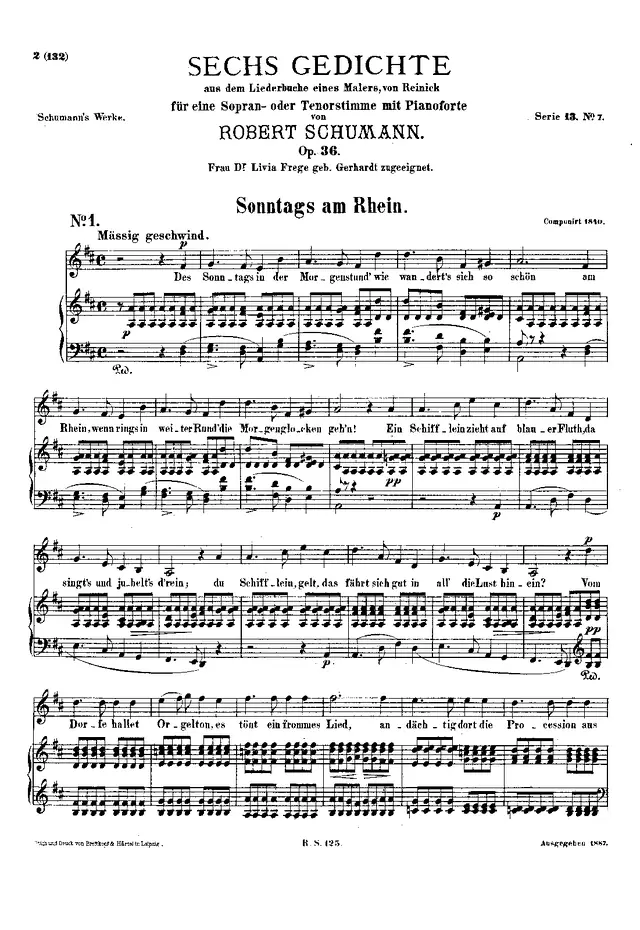 6 Gedichte, Op.36 Piano Sheet Music Page 1 Free PDF