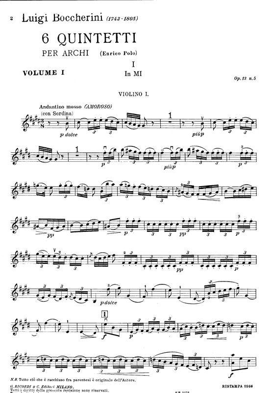 6 String Quintets Piano Sheet Music Page 1 Free PDF