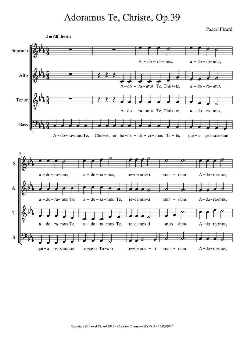 Adoramus Te, Christe, Op.39 sheet music