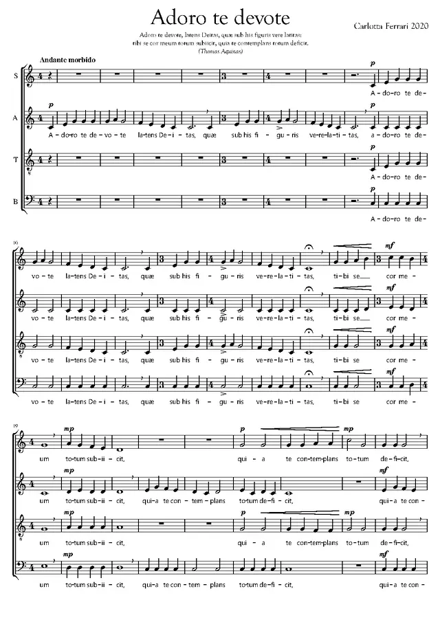 Adoro te devote Piano Sheet Music Page 1 Free PDF