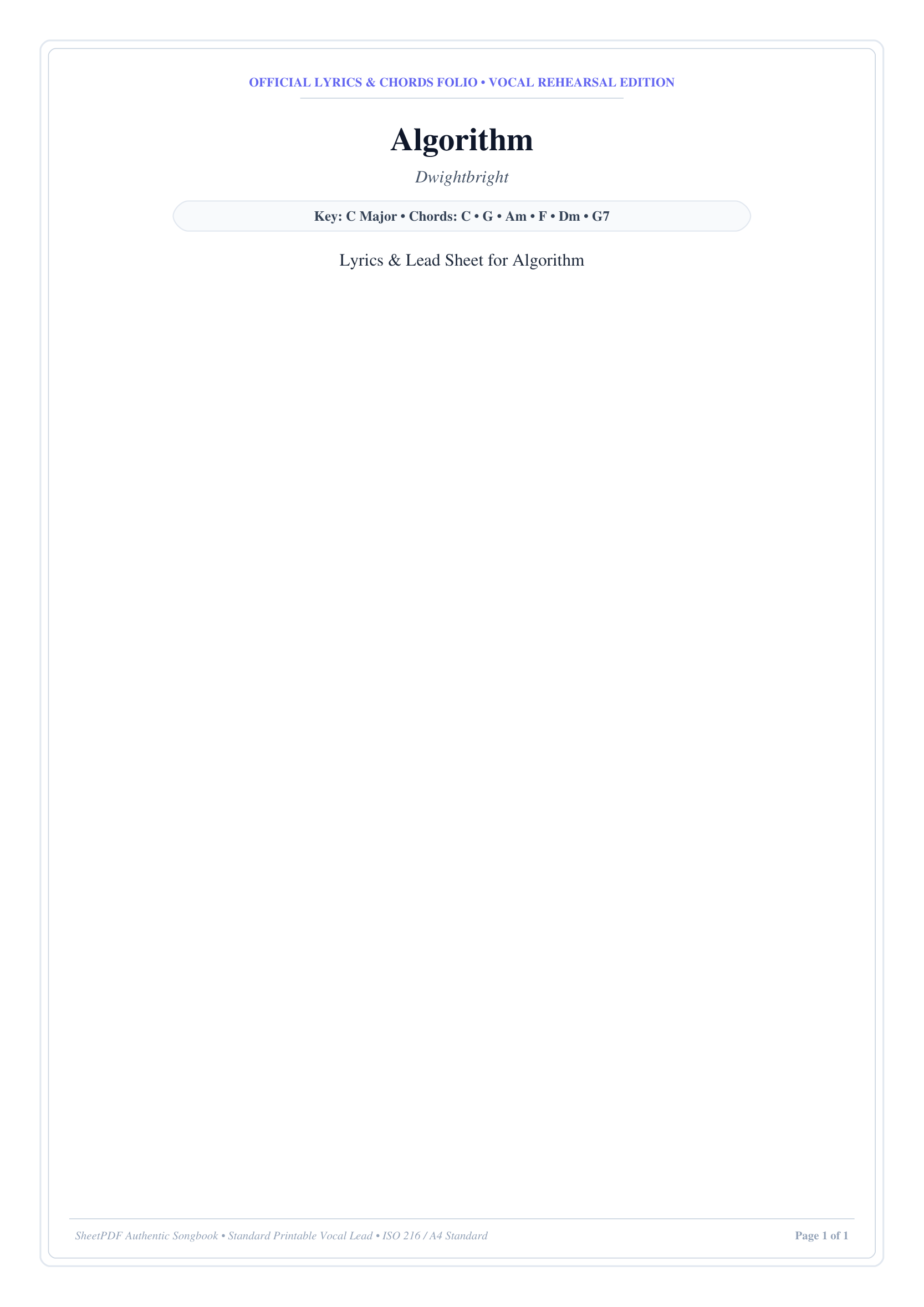 Algorithm sheet music