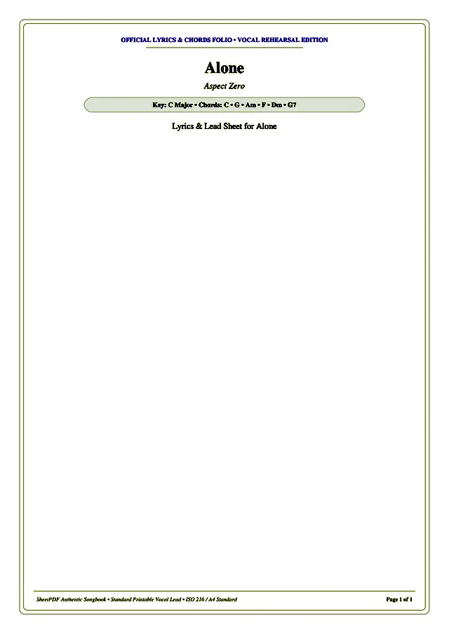 Alone Piano Sheet Music Page 1 Free PDF