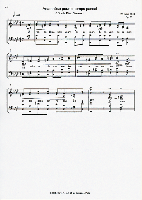 Anamnèse pour le temps pascal, Op.73 Piano Sheet Music Page 1 Free PDF