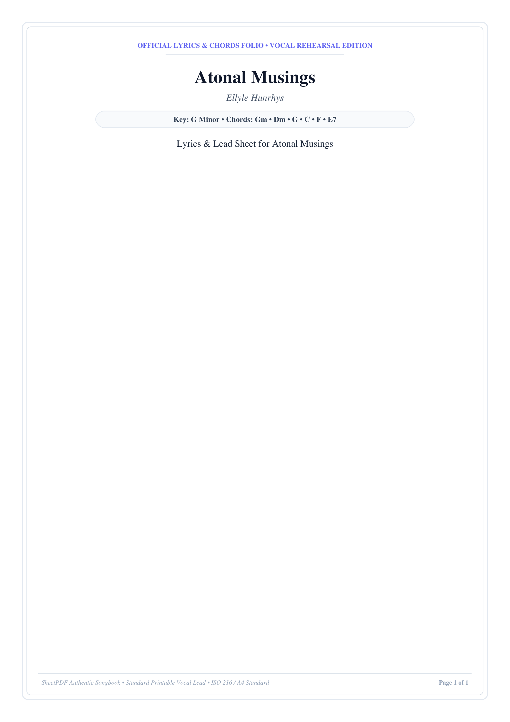 Atonal Musings sheet music