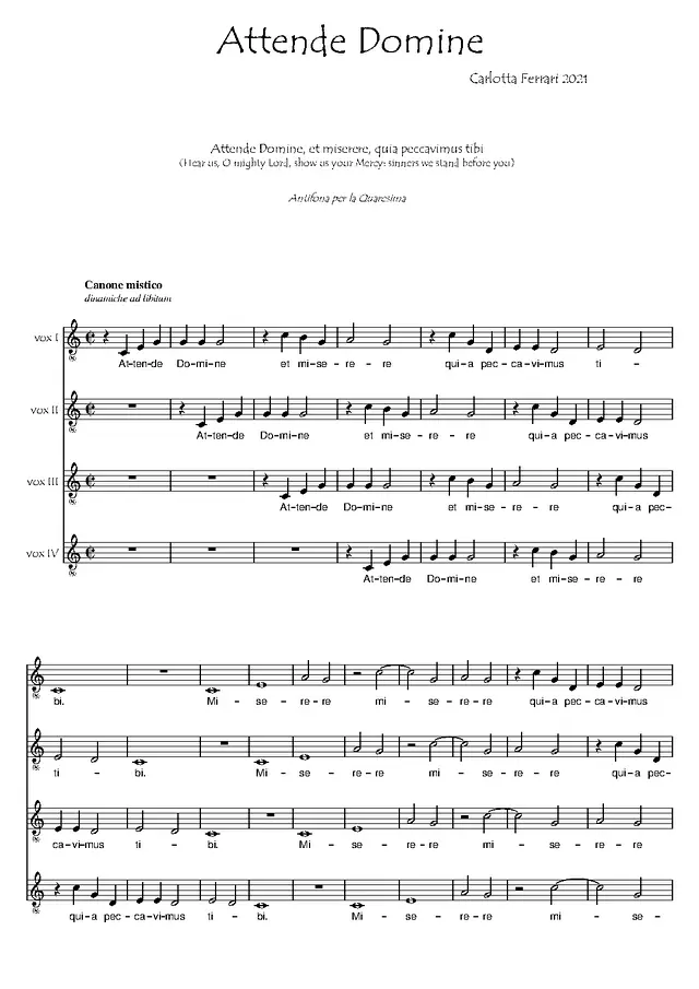 Attende Domine Piano Sheet Music Page 1 Free PDF