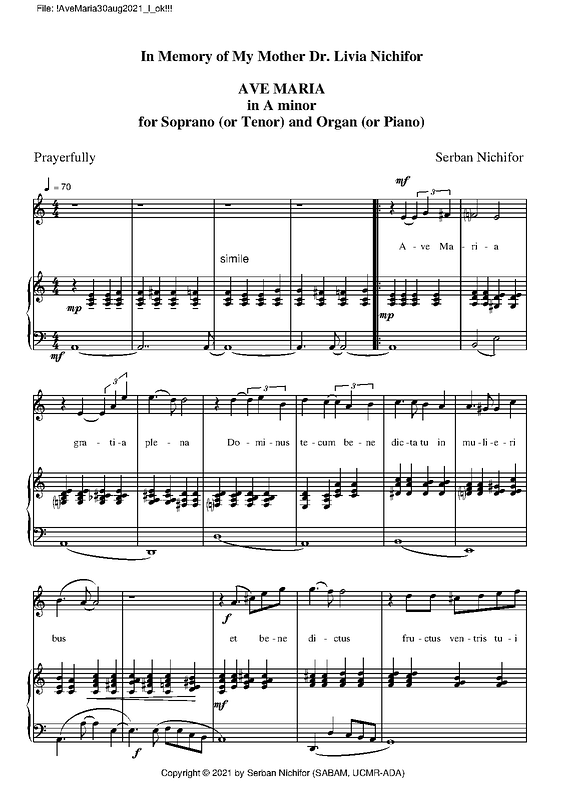 Ave Maria in A minor sheet music