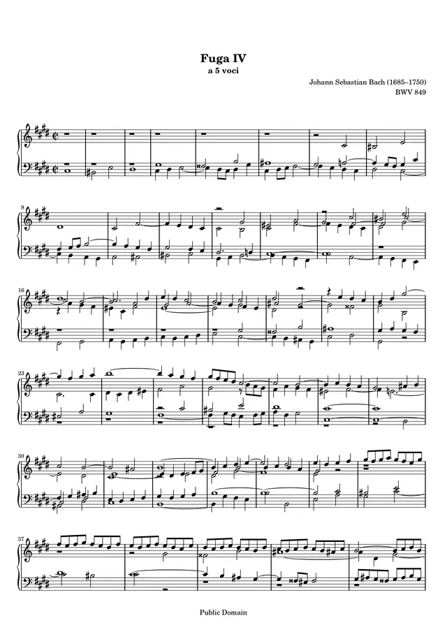 Bwv849B Piano Sheet Music Page 1 Free PDF