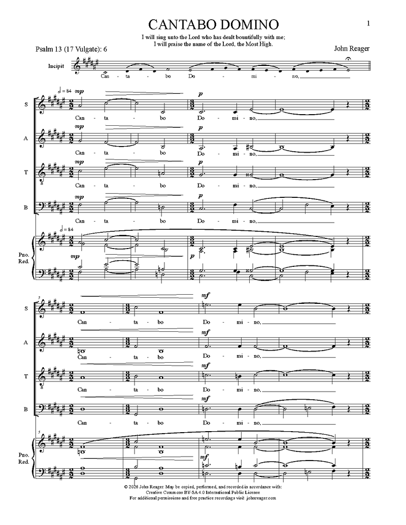 Cantabo domino sheet music