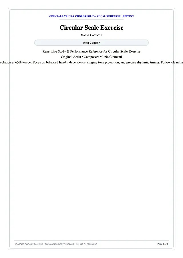 Circular Scale Exercise Piano Sheet Music Page 1 Free PDF