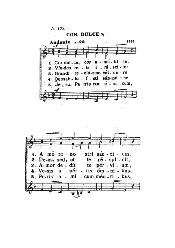 Cor dulce Piano Sheet Music Page 1 Free PDF
