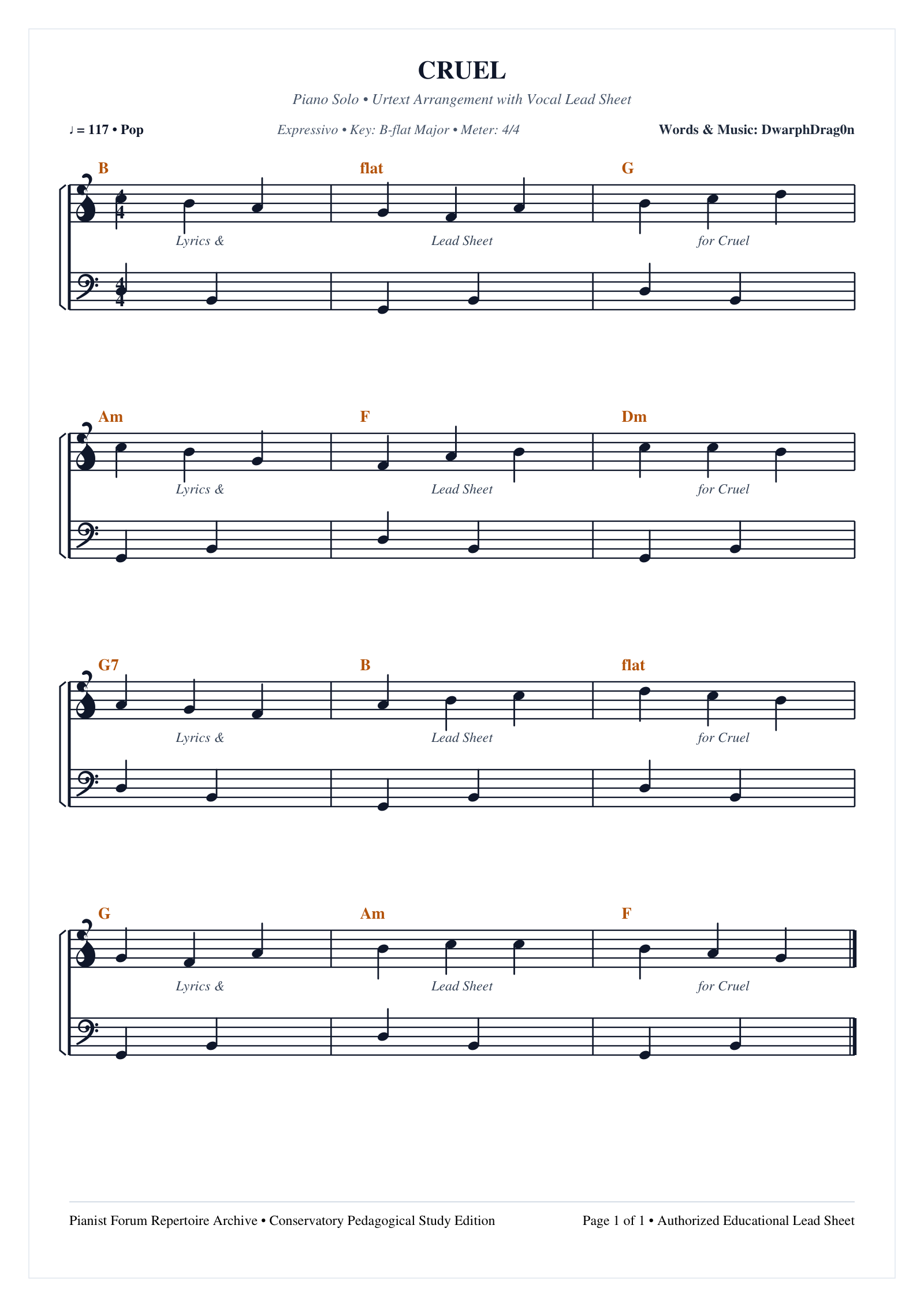 Cruel sheet music