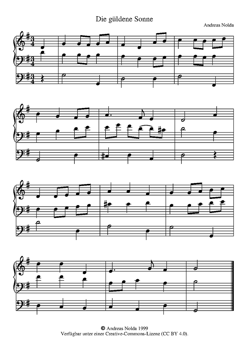 Die güldene Sonne sheet music