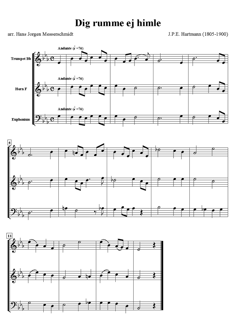 Dig rumme ej himle sheet music