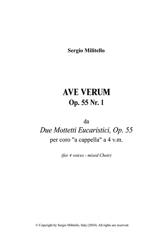 Due Mottetti Eucaristici, Op.55 Piano Sheet Music Page 1 Free PDF