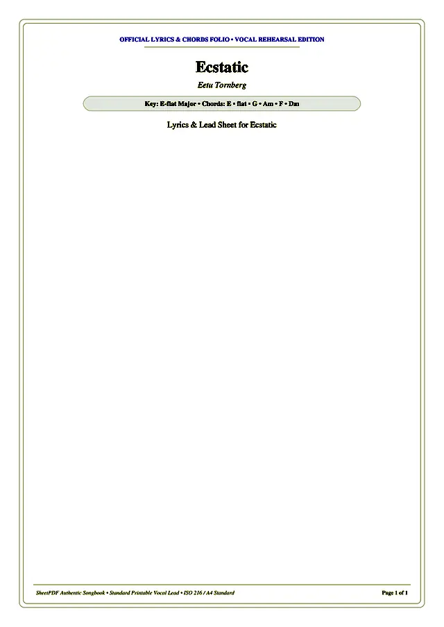 Ecstatic Piano Sheet Music Page 1 Free PDF