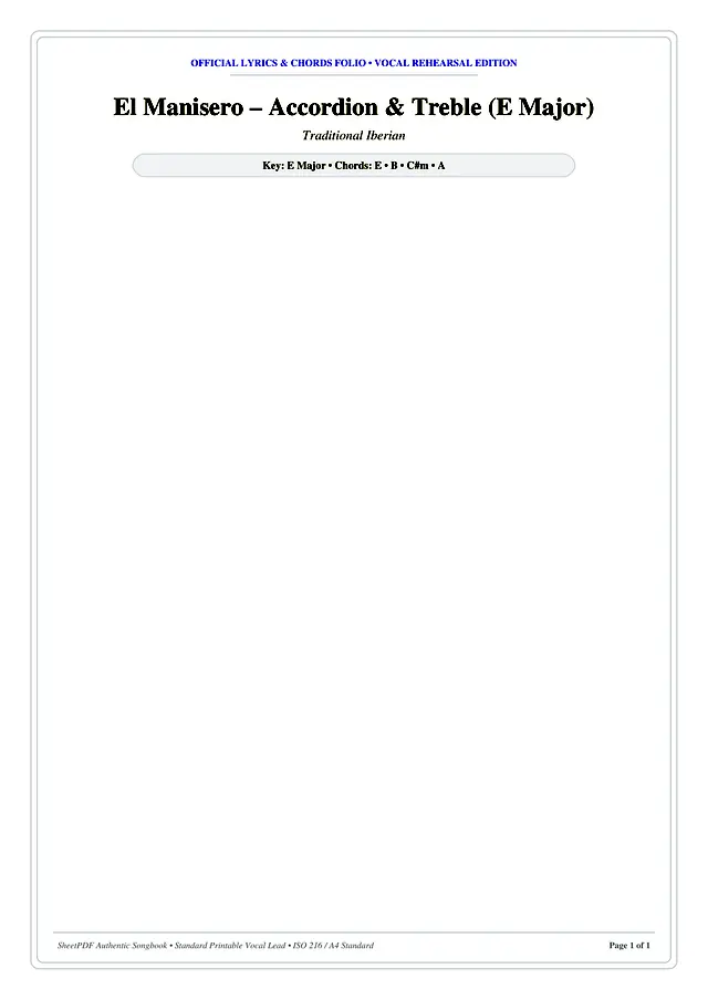 El Manisero – Accordion & Treble (E Major) Piano Sheet Music Page 1 Free PDF