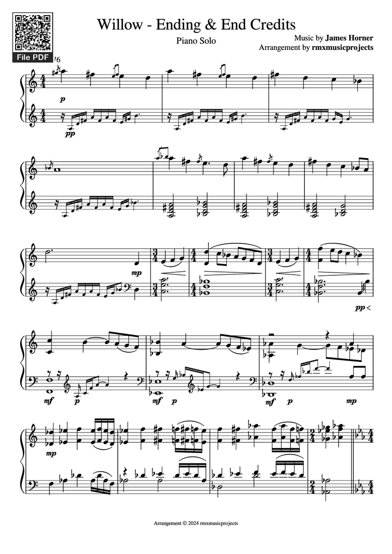 End Credits sheet music