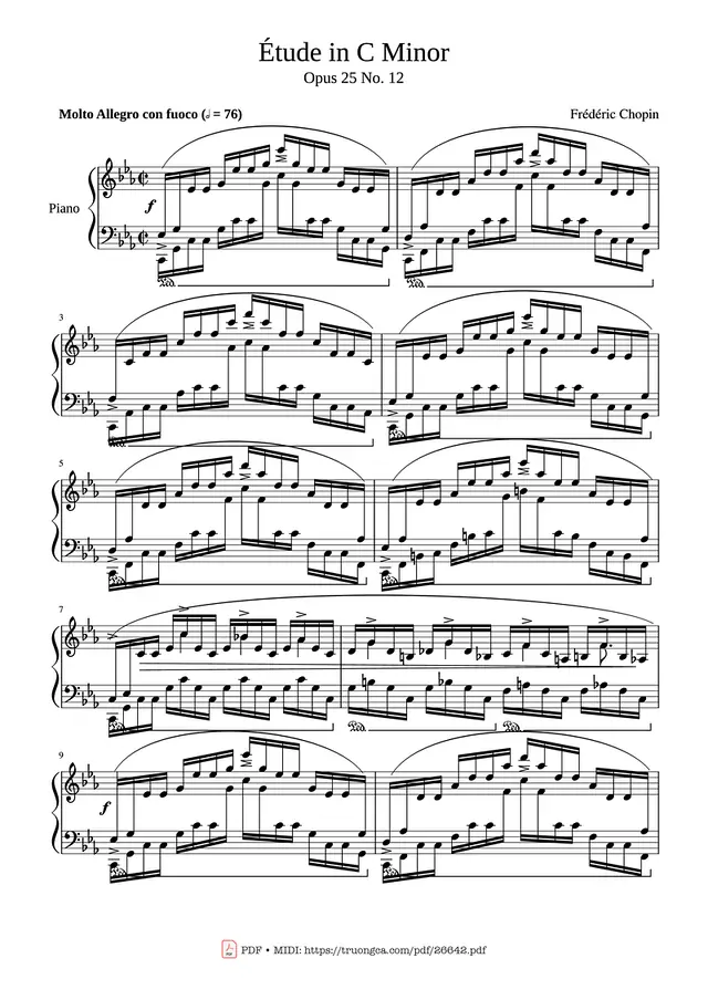 Etude in C# minor Piano Sheet Music Page 1 Free PDF