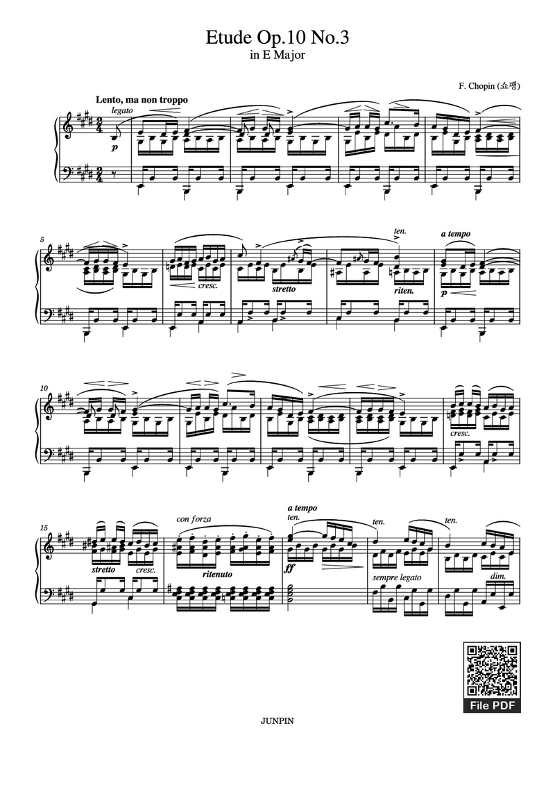Étude in D Major (SV 95) Piano Sheet Music Page 1 Free PDF