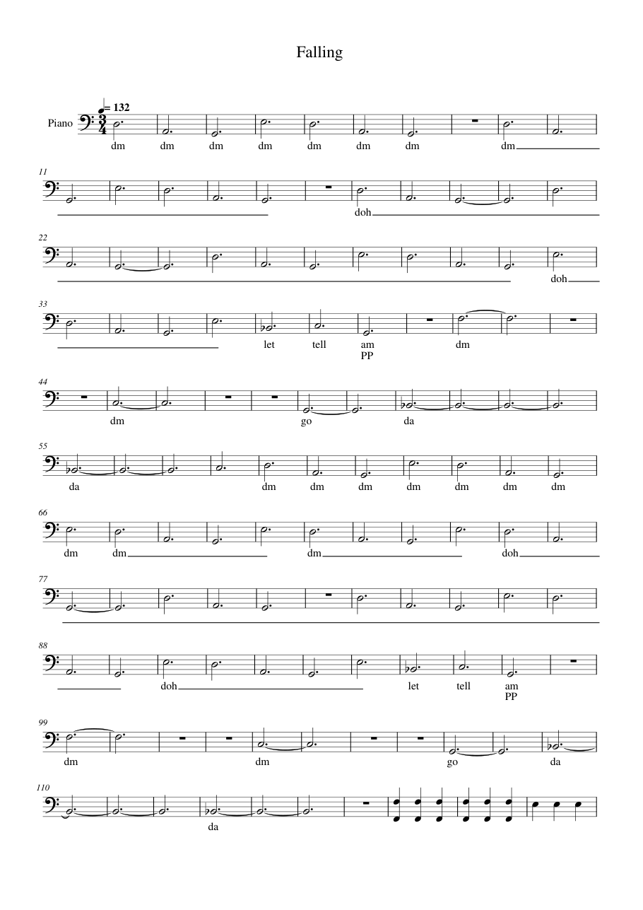 Falling sheet music preview