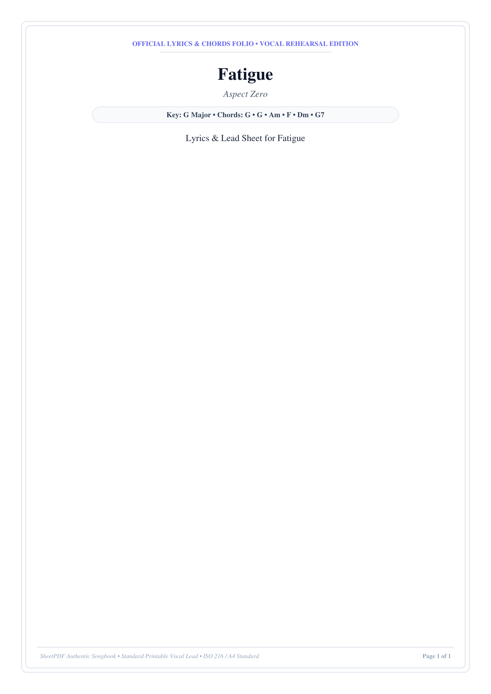 Fatigue sheet music