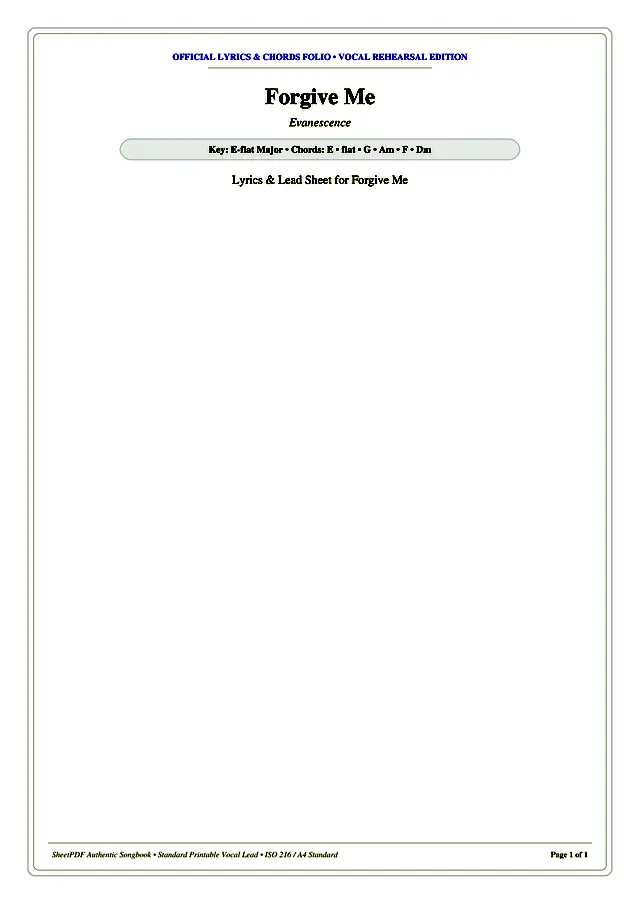 Forgive Me Piano Sheet Music Page 1 Free PDF