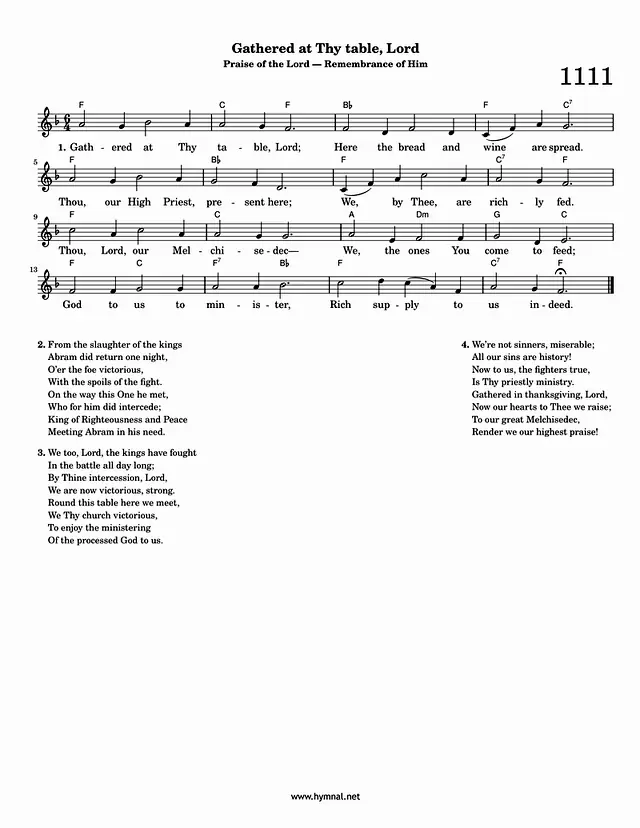 Gathered at Thy table, Lord (Hymn 1111)
