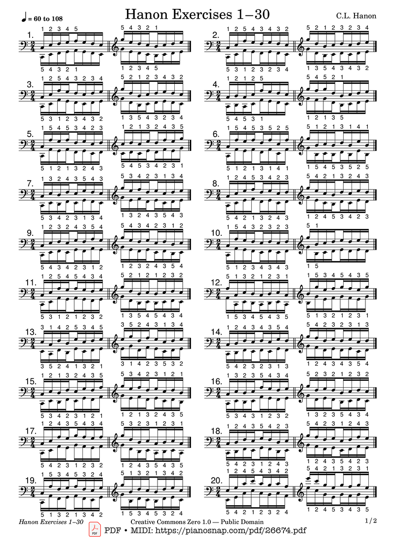 Hanon Exercise No. 1 in C
