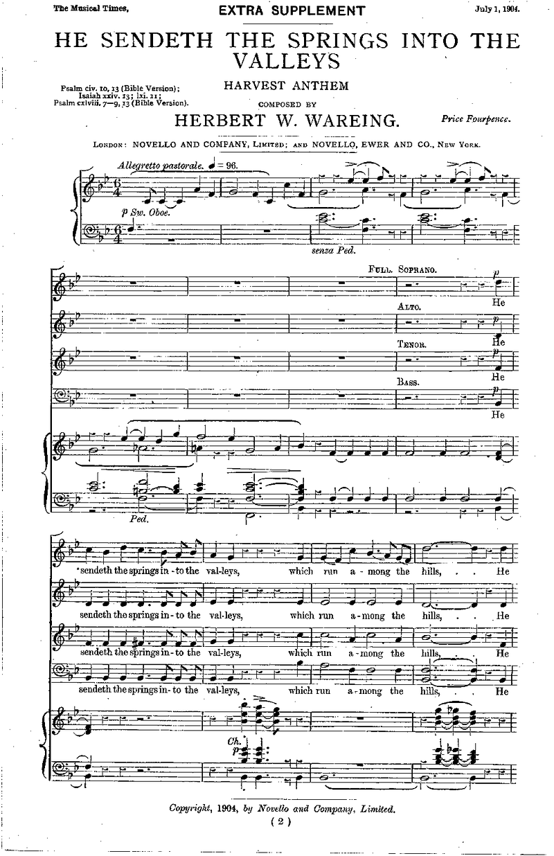 He sendeth the spring into the valleys sheet music
