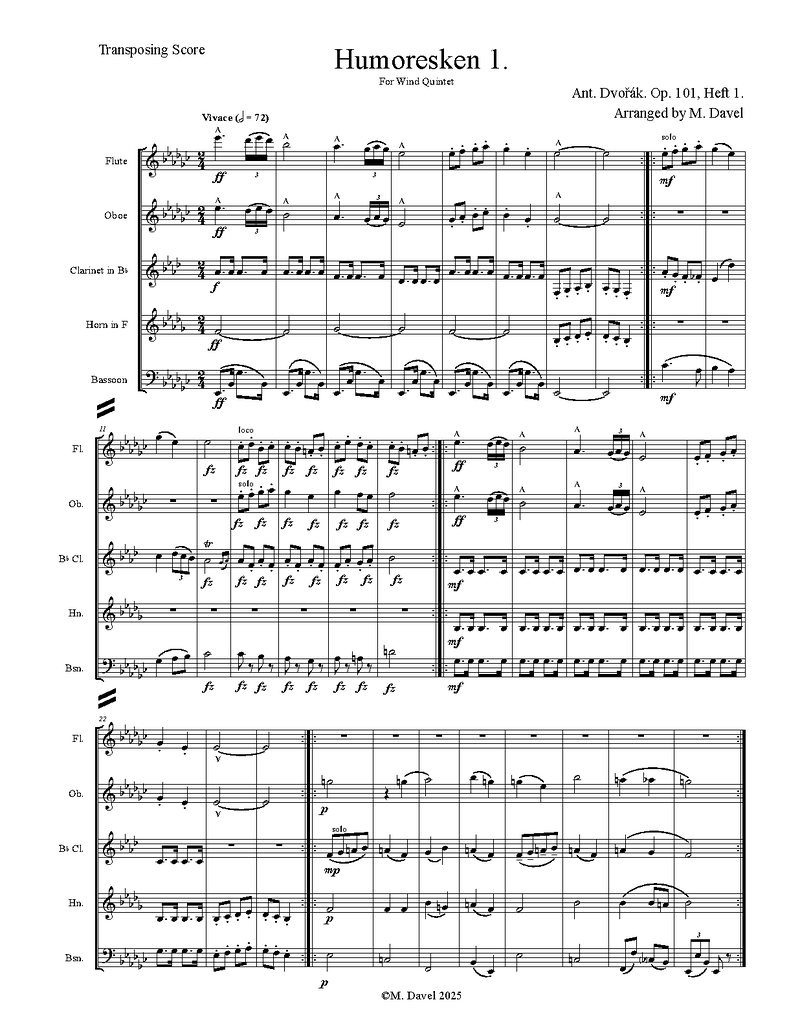 Humoresque sheet music