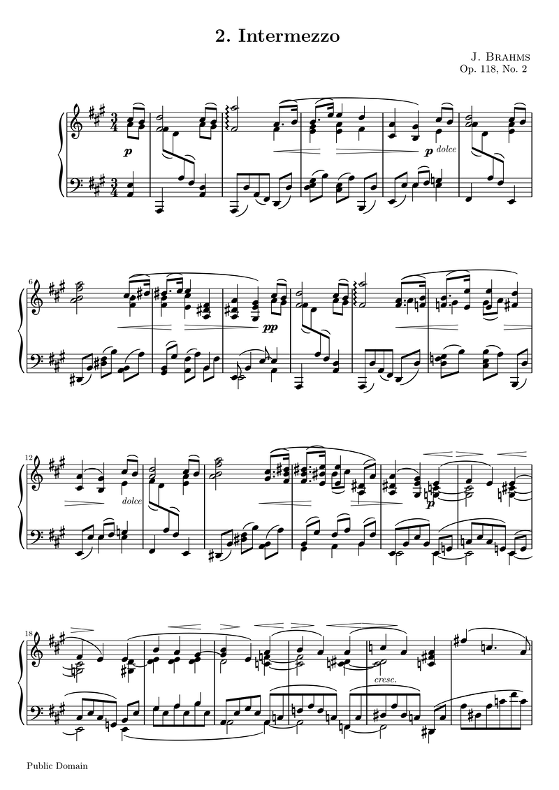 Intermezzo in E-flat Major (HWV 154) Piano Sheet Music Page 1 Free PDF