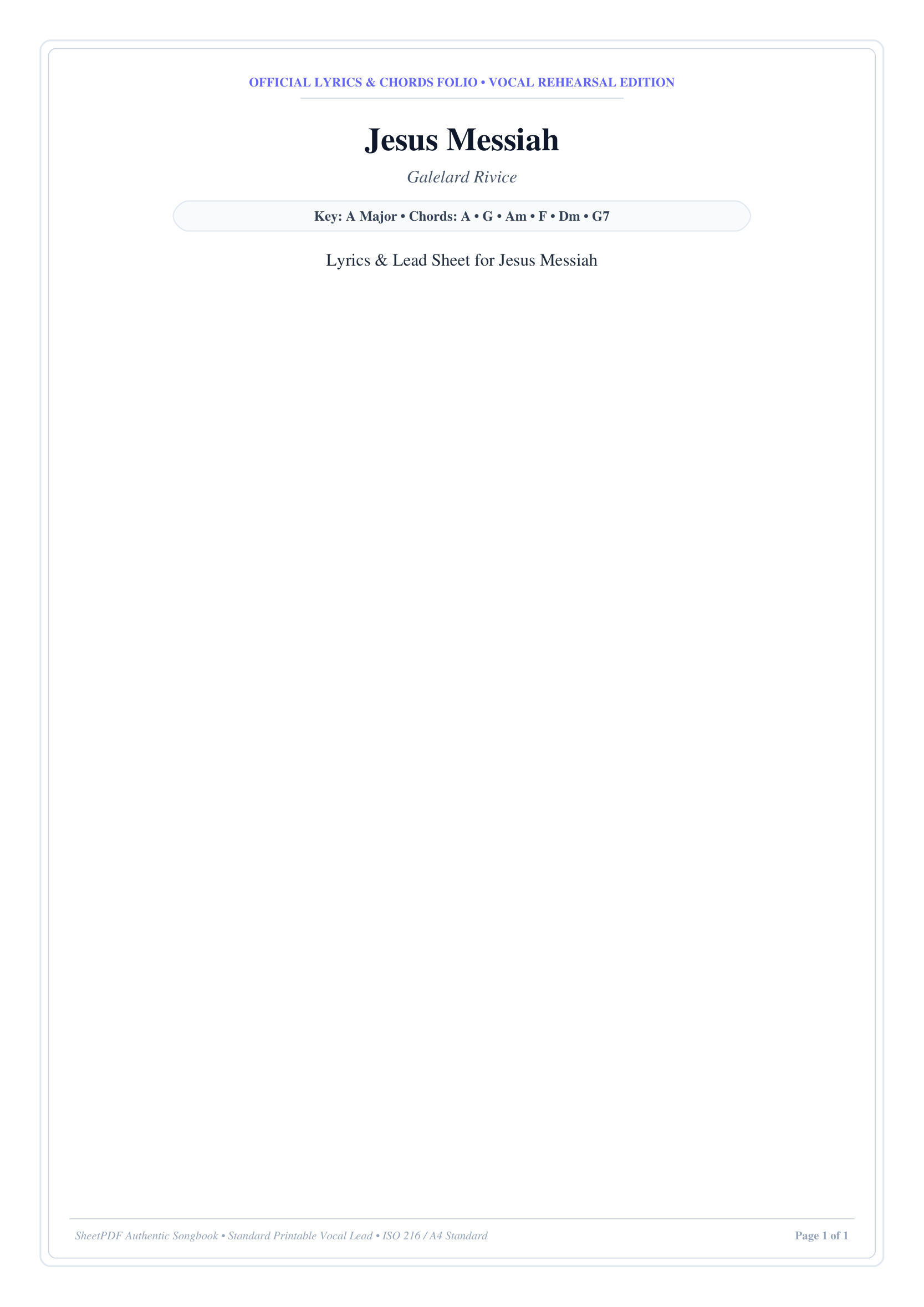 Jesus Messiah sheet music
