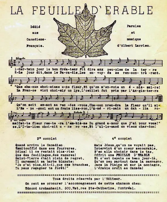 La feuille d’érable Piano Sheet Music Page 1 Free PDF
