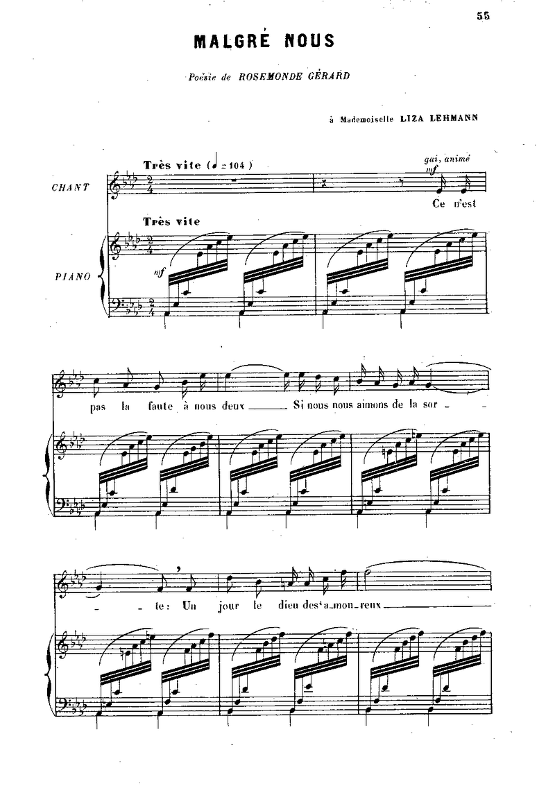 Malgré nous Piano Sheet Music Page 1 Free PDF