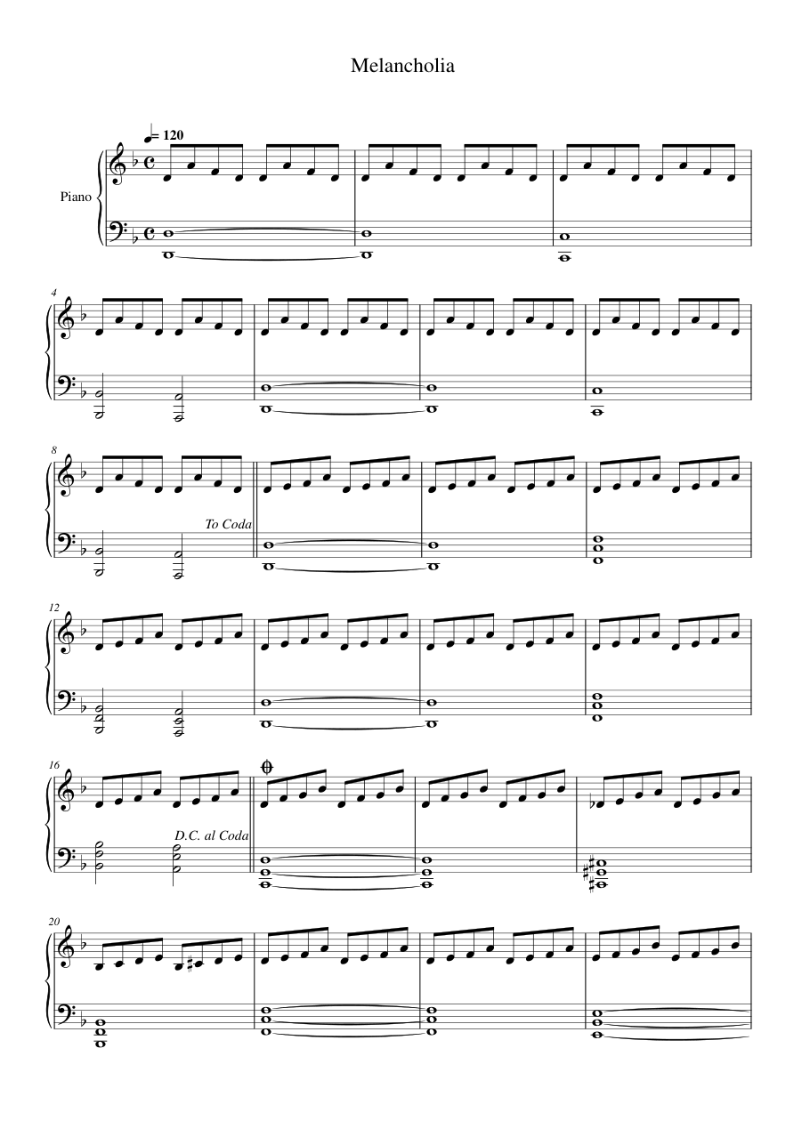 Melancholia sheet music