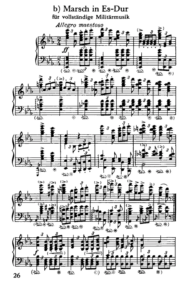 Military March in E-flat major, WAB 116 Piano Sheet Music Page 1 Free PDF