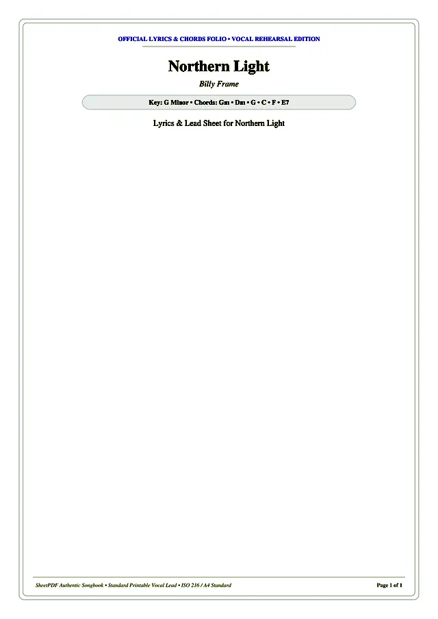 Northern Light Piano Sheet Music Page 1 Free PDF
