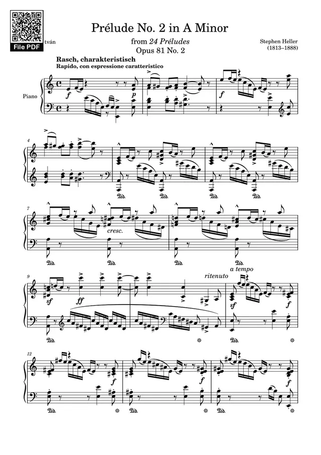Prélude in E Minor (Op. 16) Piano Sheet Music Page 1 Free PDF