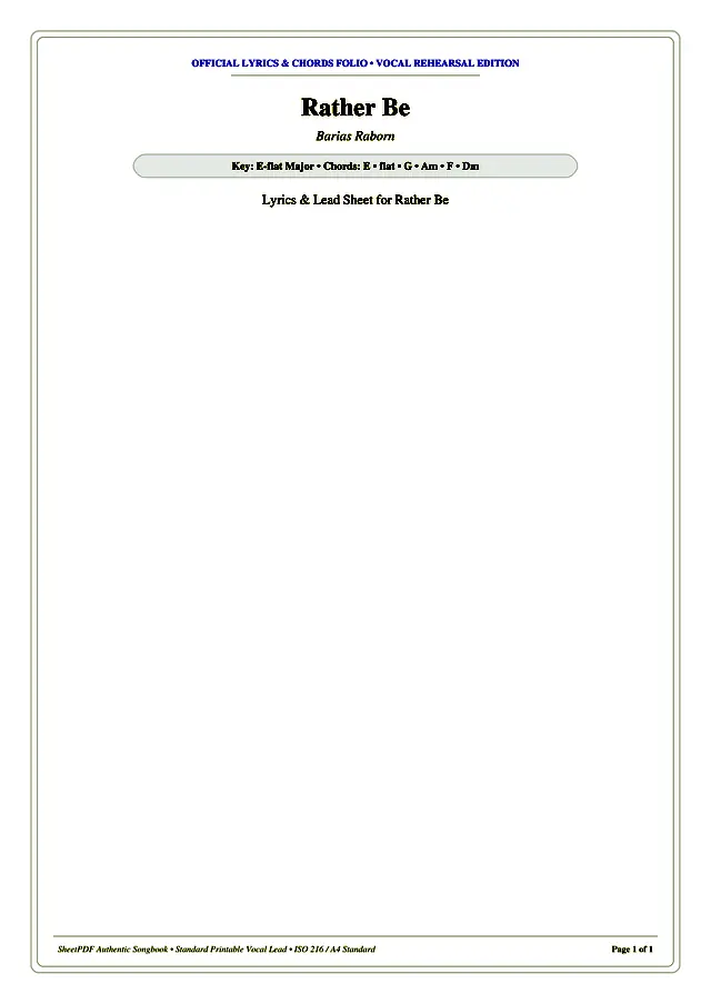 Rather Be Piano Sheet Music Page 1 Free PDF