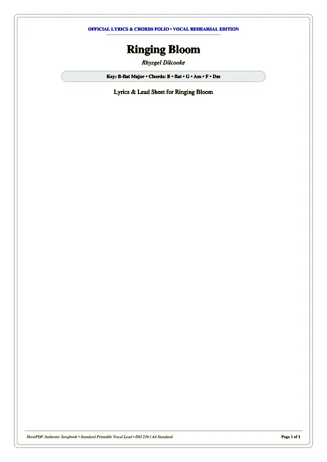 Ringing Bloom Piano Sheet Music Page 1 Free PDF
