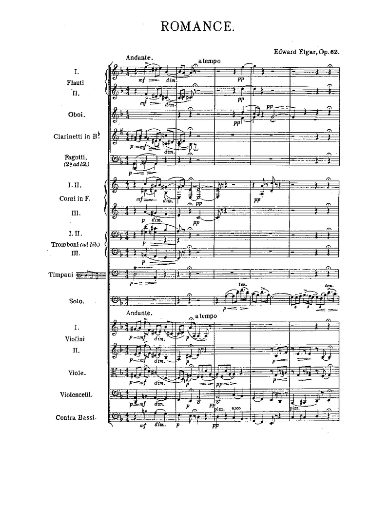 Romance, Op.62 Piano Sheet Music Page 1 Free PDF