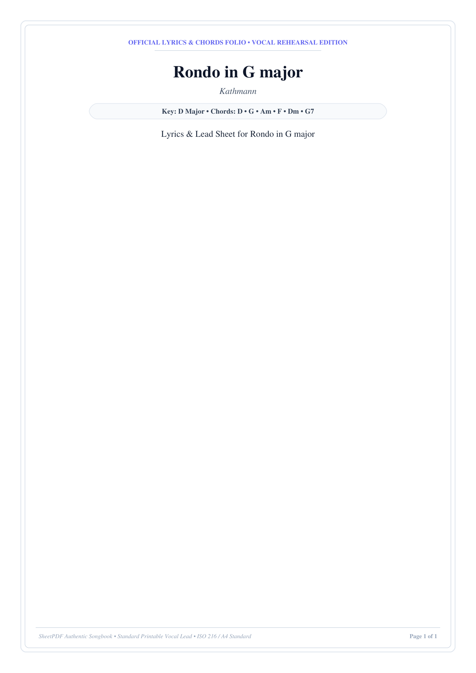 Rondo in G major Piano Sheet Music Page 1 Free PDF