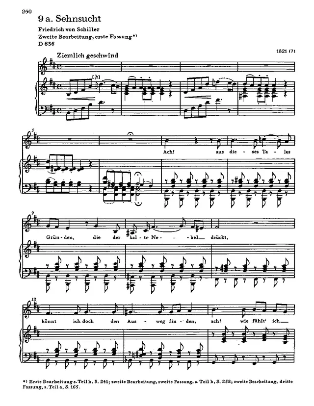 Sehnsucht, D.636 Piano Sheet Music Page 1 Free PDF