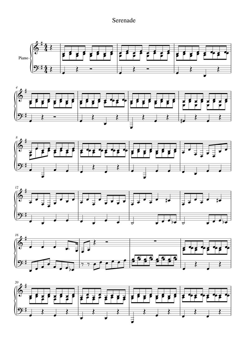 Serenade sheet music