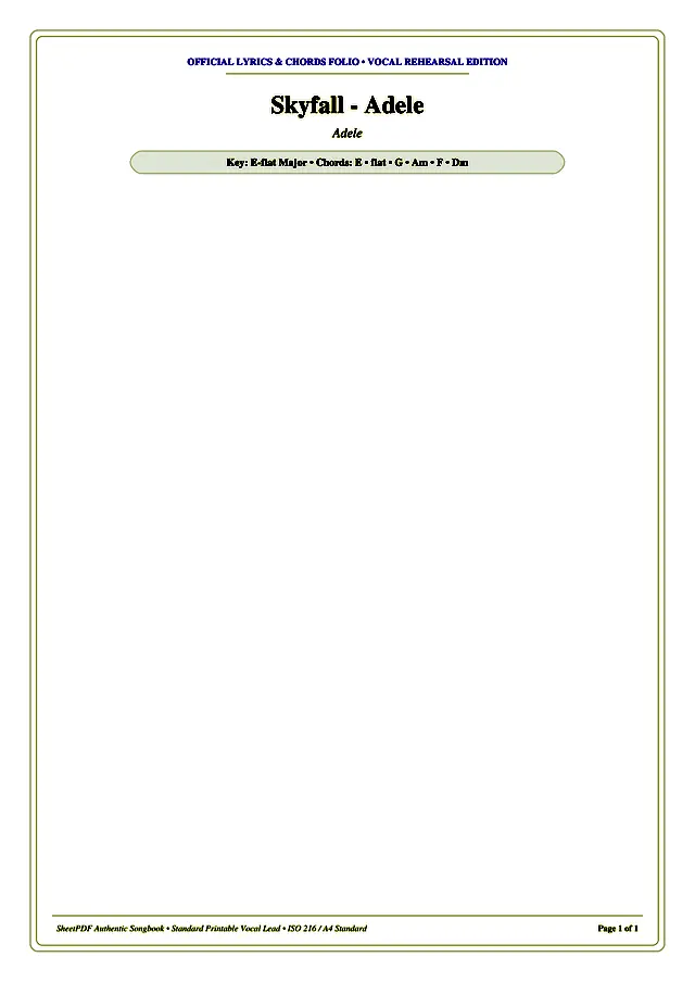Skyfall - Adele Piano Sheet Music Page 1 Free PDF