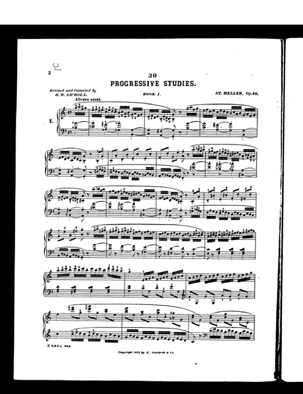 Stephen Heller: Op. 46 No. 23 in A-flat Major (30 Progressive Studies) Piano Sheet Music Page 1 Free PDF