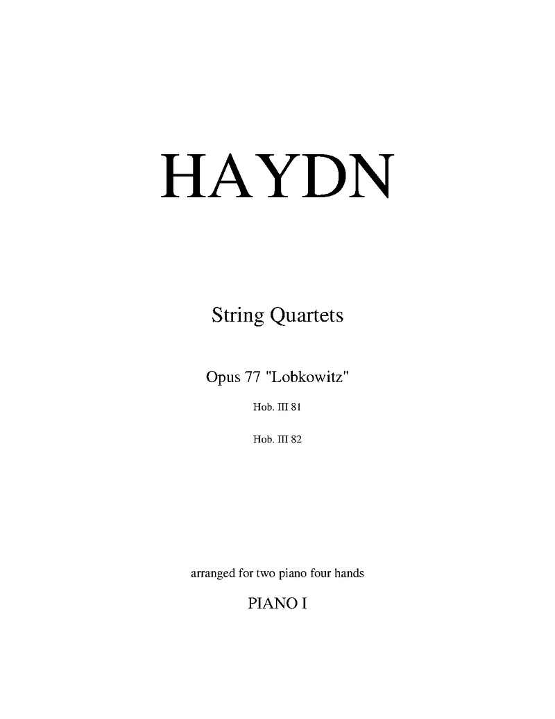 String Quartets, Op.77 Piano Sheet Music Page 1 Free PDF