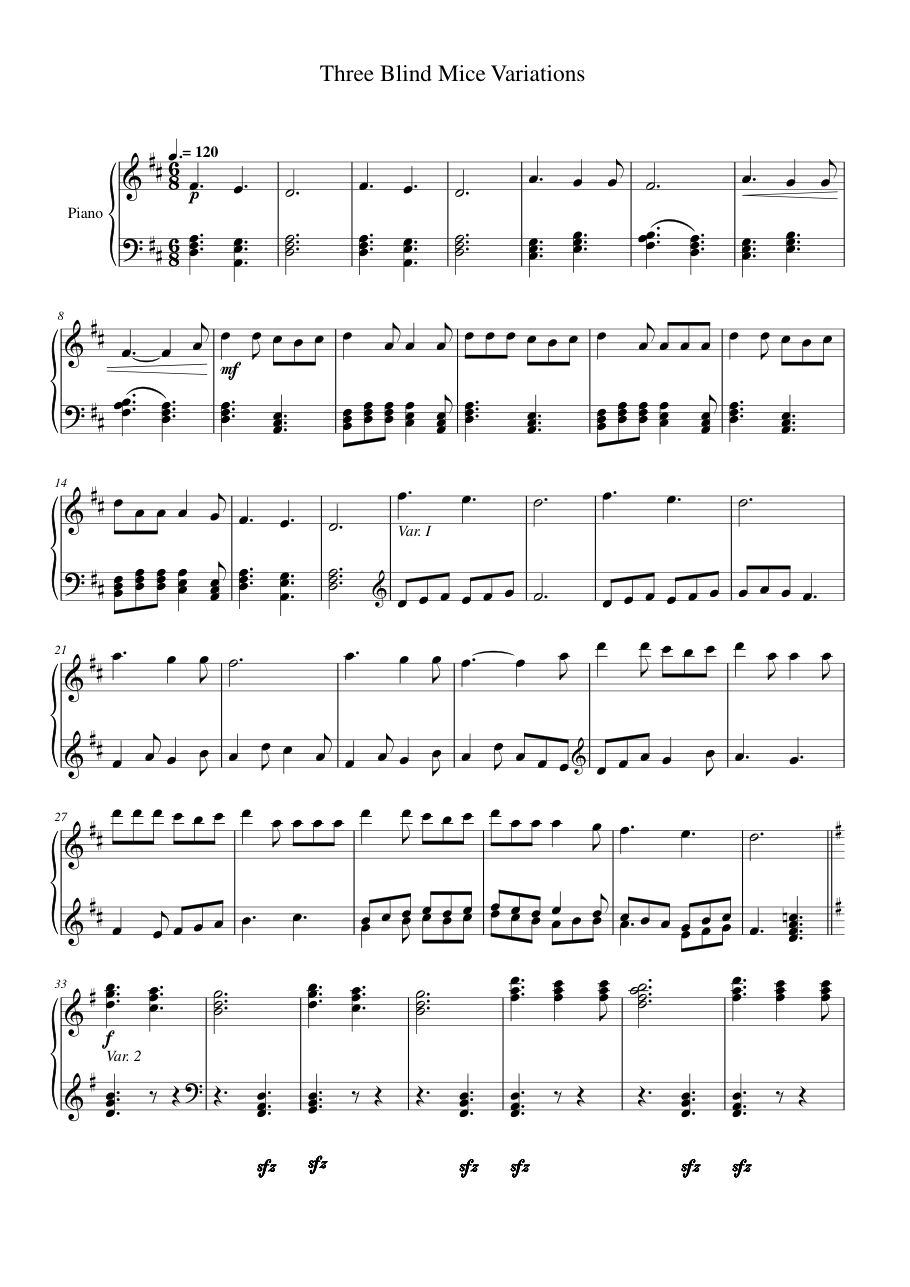 Three Blind Mice Variations